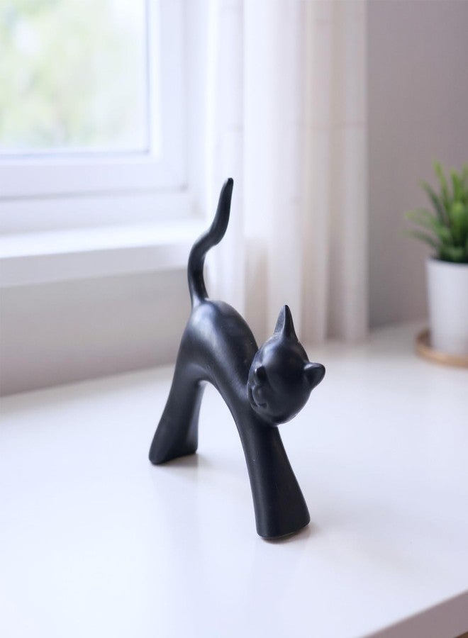 Zerzsy Statue Figurine Sculpture Home Decor,2-Pack Cat Statue Set Gifts for Cat Lover,Black White Kitten Sculptures Small Knick Office Home Decor Desk Accessories Decoration - Image 4